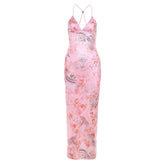Tendances Robe fourreau imprimée dos nu coupe ajustée